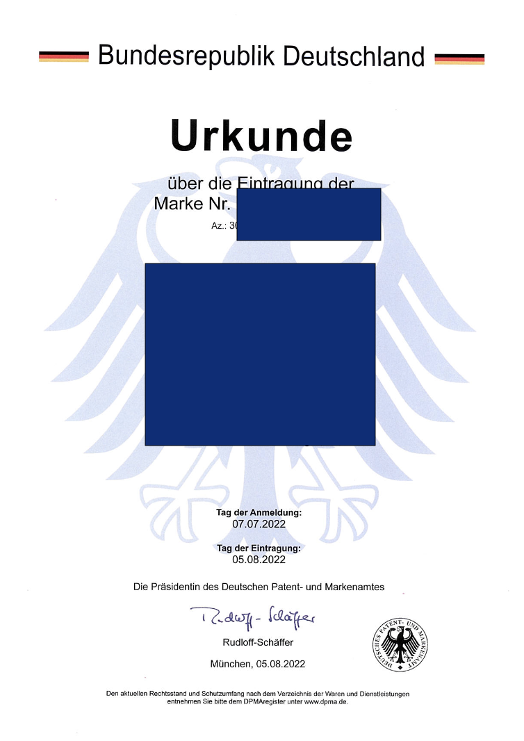 German Trademark Certificate