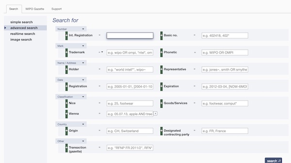 Wipo advanced search