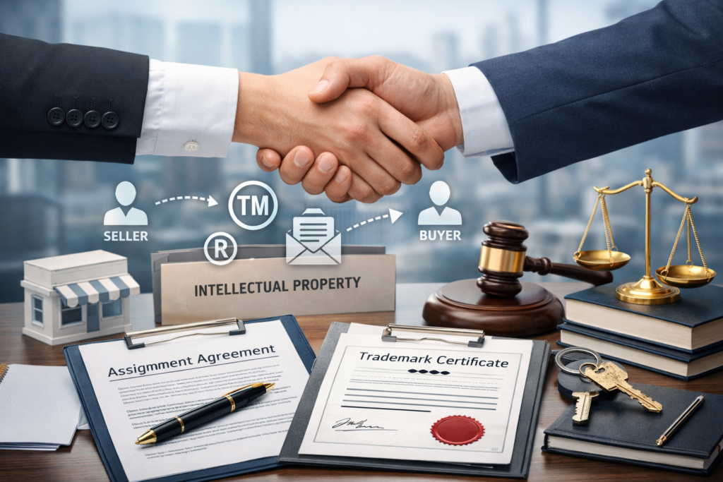 Trademark assignment meaning and transfer of ownership illustration
