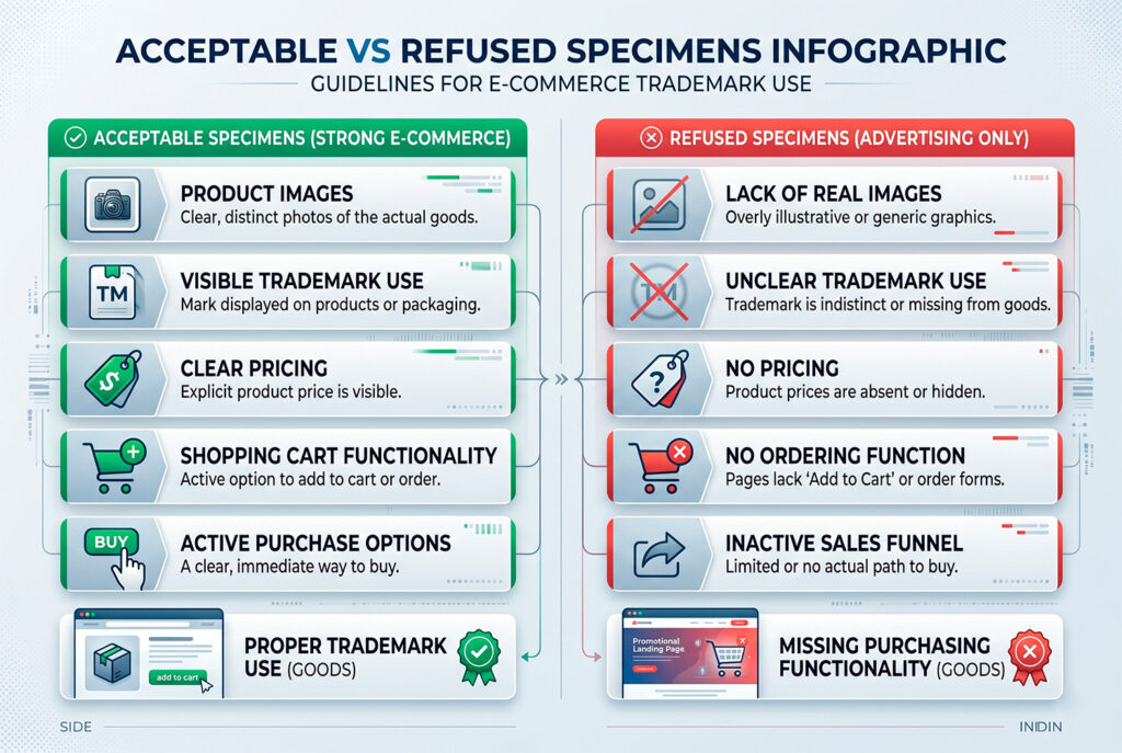 Acceptable and refused trademark specimen examples