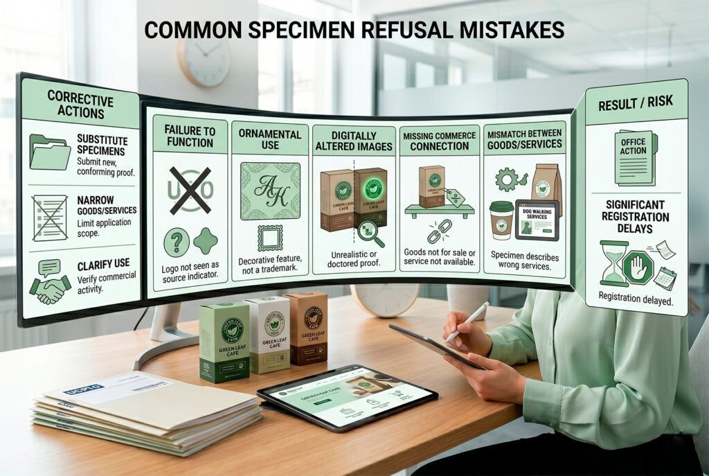 Common USPTO trademark specimen refusal mistakes