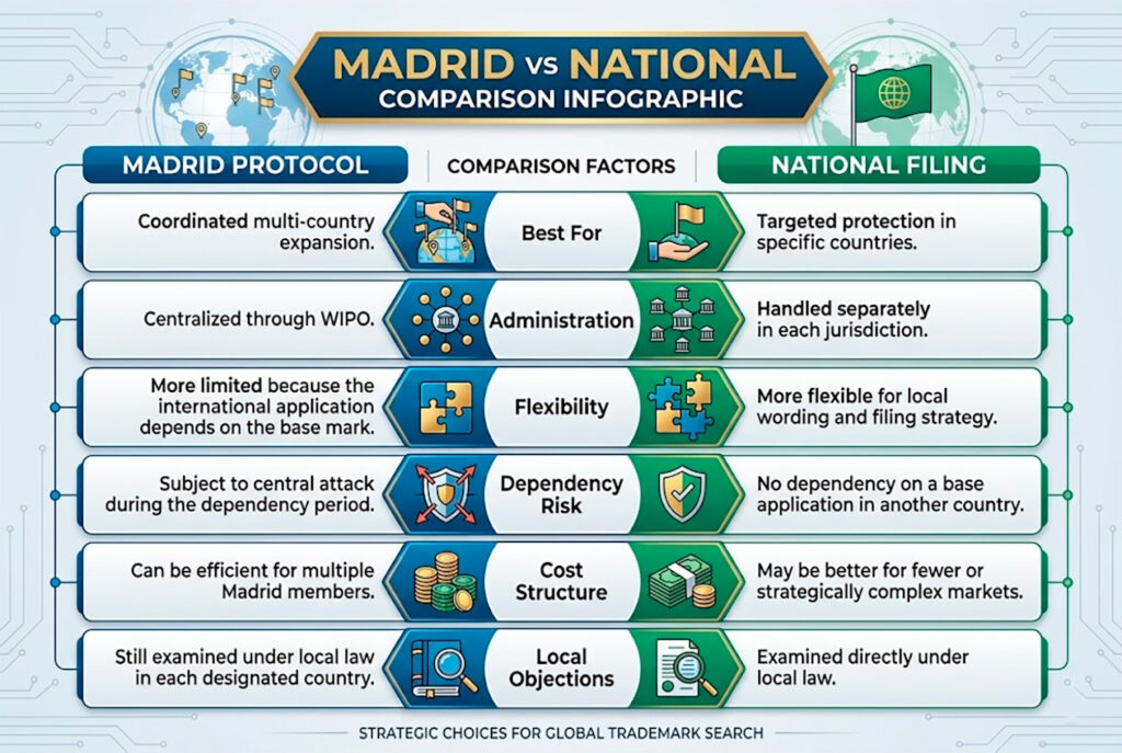 Comparison of Madrid Protocol and national trademark filing