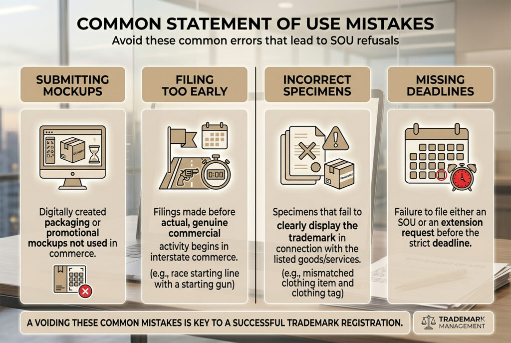 Common Statement of Use mistakes in USPTO trademark filings