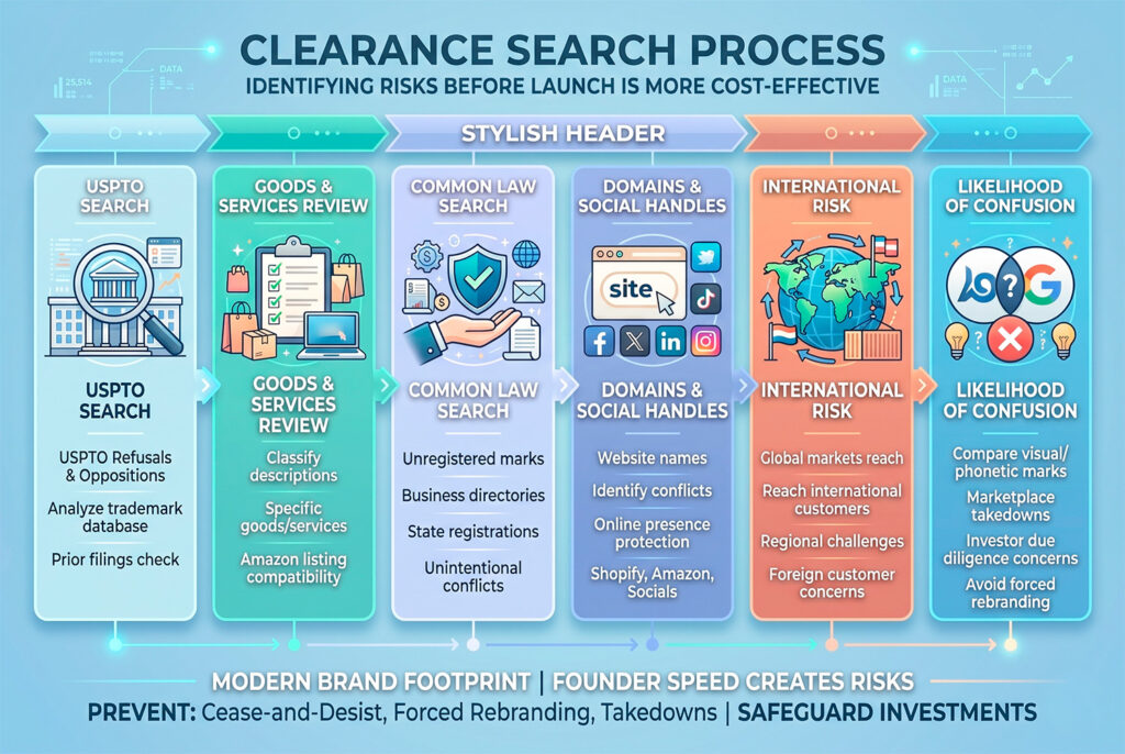 Six steps of a proper trademark clearance search