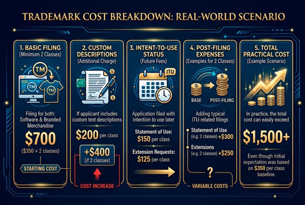 trademark cost breakdown including additional fees