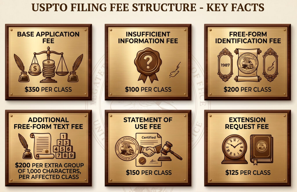 USPTO trademark fee structure per class