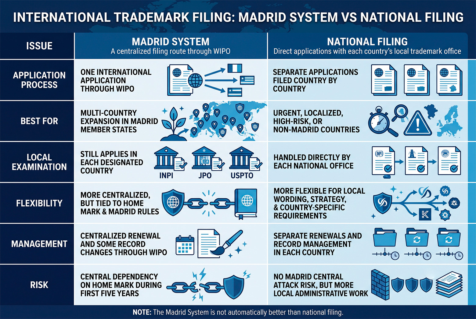 Madrid System vs national trademark filing comparison