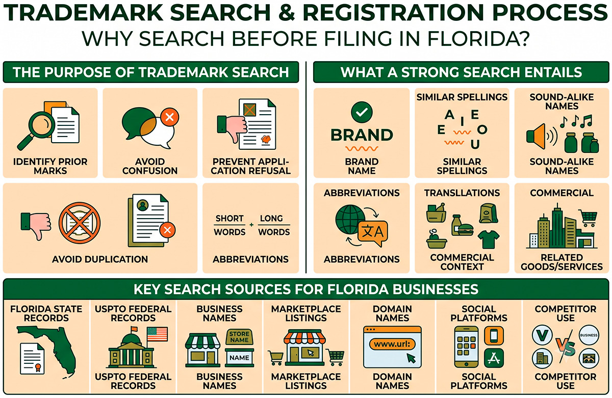 Florida trademark search before filing checklist